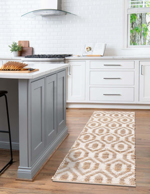White 2' 2 x 6' 1 Chindi Jute Runner Rug