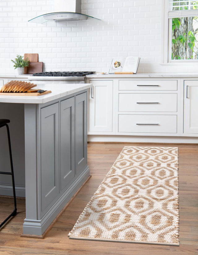 White 2' 2 x 6' 1 Chindi Jute Runner Rug