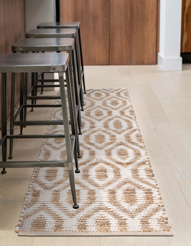 White 2' 2 x 6' 1 Chindi Jute Runner Rug