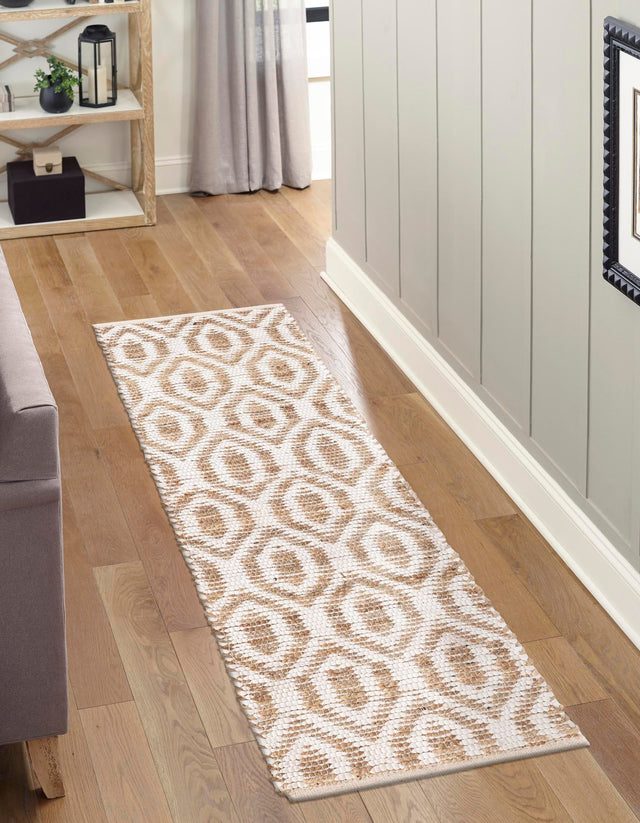 White 2' 2 x 6' 1 Chindi Jute Runner Rug
