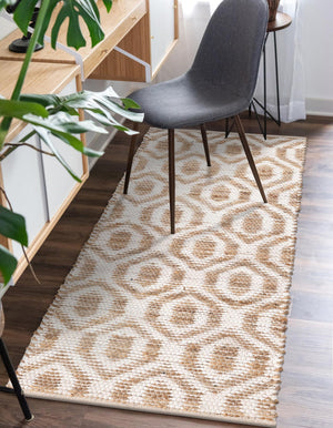 White 2' 2 x 6' 1 Chindi Jute Runner Rug