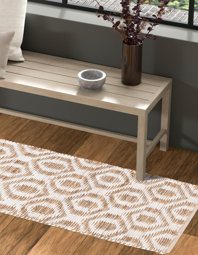 White 2' 2 x 6' 1 Chindi Jute Runner Rug