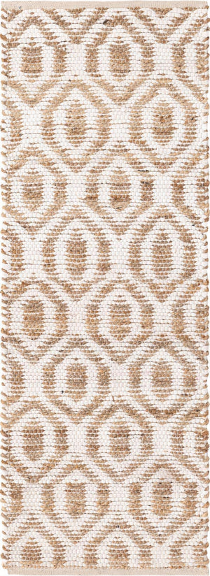 White 2' 2 x 6' 1 Chindi Jute Runner Rug