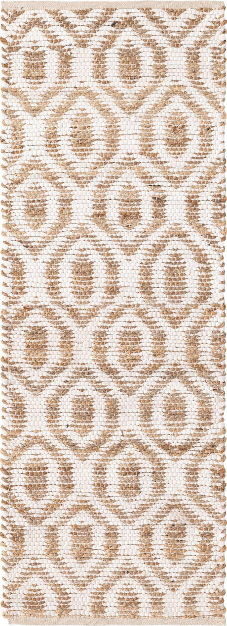 White 2' 2 x 6' 1 Chindi Jute Runner Rug