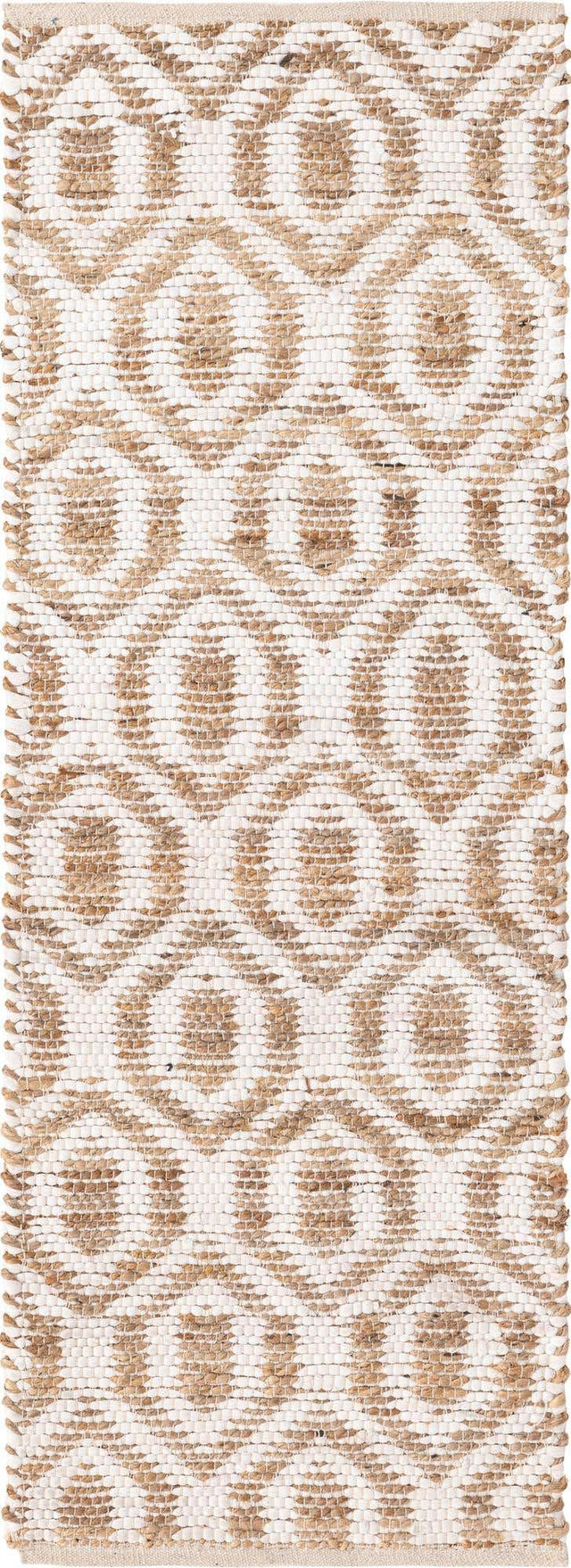 White 2' 2 x 6' 1 Chindi Jute Runner Rug