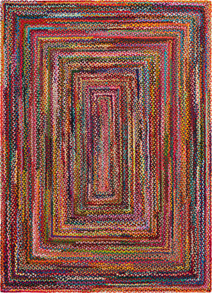 Multicolor 8' x 11' Braided Chindi Rectangle Rug
