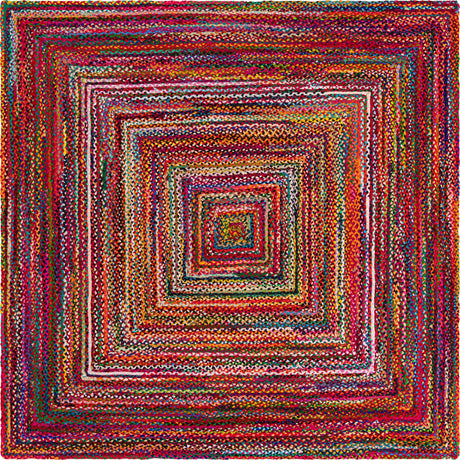 Multicolor 10' x 10' Braided Chindi Square Rug
