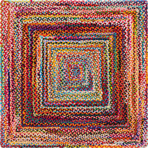 Multicolor 5' 1 x 5' 1 Braided Chindi Square Rug