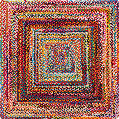 Multicolor 5' 1 x 5' 1 Braided Chindi Square Rug