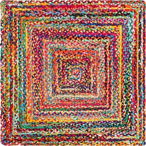 Multicolor 4' 1 x 4' 1 Braided Chindi Square Rug