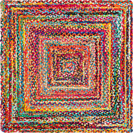 Multicolor 4' 1 x 4' 1 Braided Chindi Square Rug