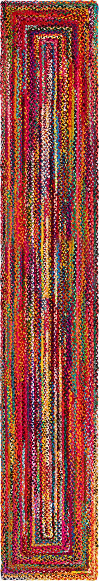 Multicolor 3' x 16' 5 Braided Chindi Runner Rug