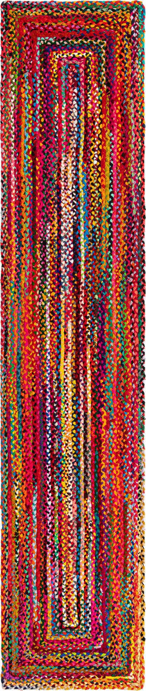Multicolor 3' x 13' 1 Braided Chindi Runner Rug