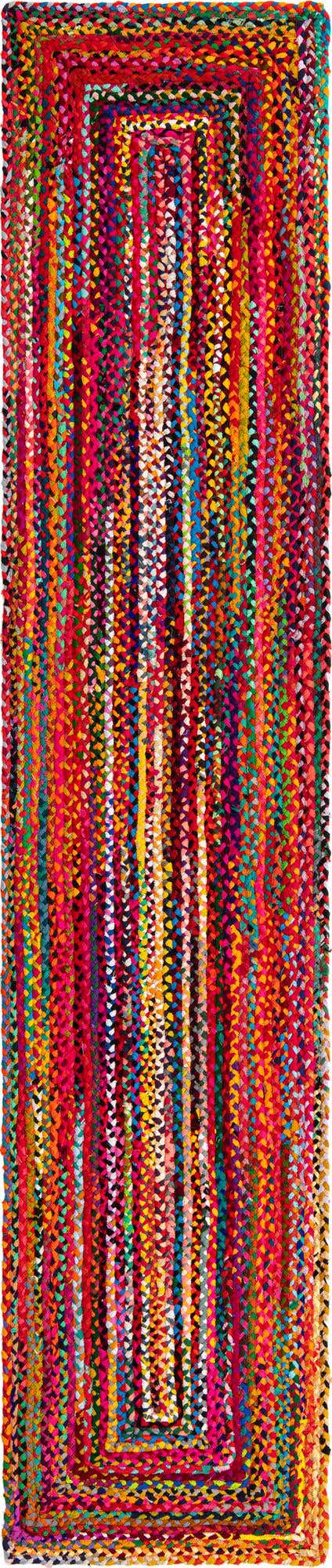 Multicolor 3' x 13' 1 Braided Chindi Runner Rug