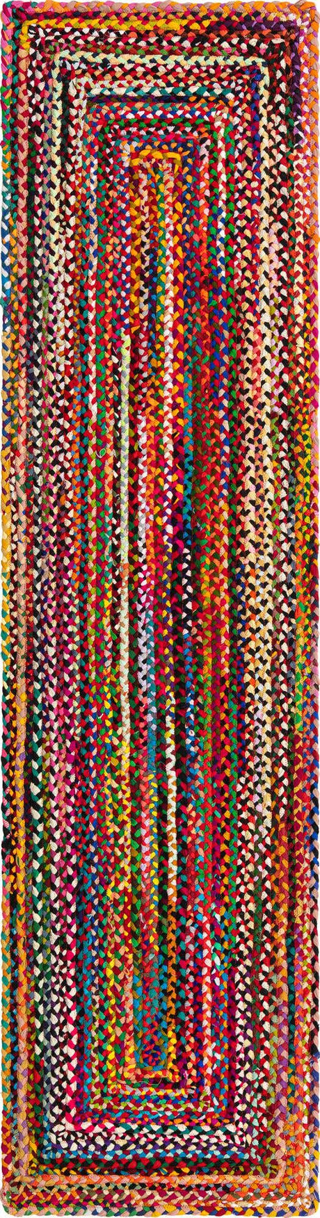 Multicolor 3' x 10' Braided Chindi Runner Rug
