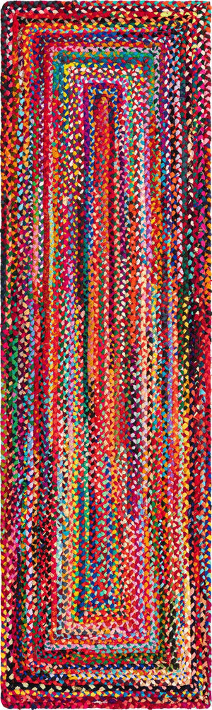 Multicolor 3' x 8' Braided Chindi Runner Rug