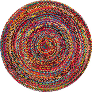 Multicolor 5' 1 x 5' 1 Braided Chindi Round Rug