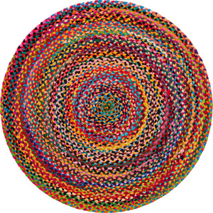 Multicolor 4' 1 x 4' 1 Braided Chindi Round Rug