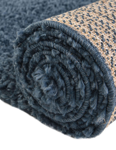 Marine Blue 3' 1 x 5' 3 Davos Shag Oval Area Rug Thick Soft Touch Fluffy & Plush Shaggy Pile 100% Polypropylene Carpet for Living Dining Bedrooms Office for Sale at Rug Engine