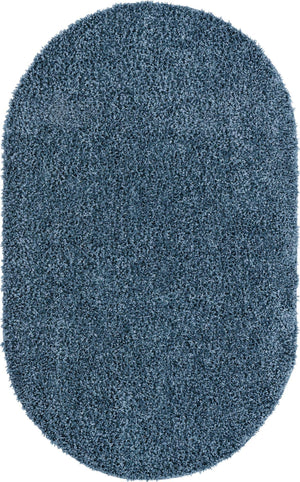 Marine Blue 7' 10 x 10' Davos Shag Oval Area Rug Thick Soft Touch Fluffy & Plush Shaggy Pile 100% Polypropylene Carpet for Living Dining Bedrooms Office for Sale at Rug Engine