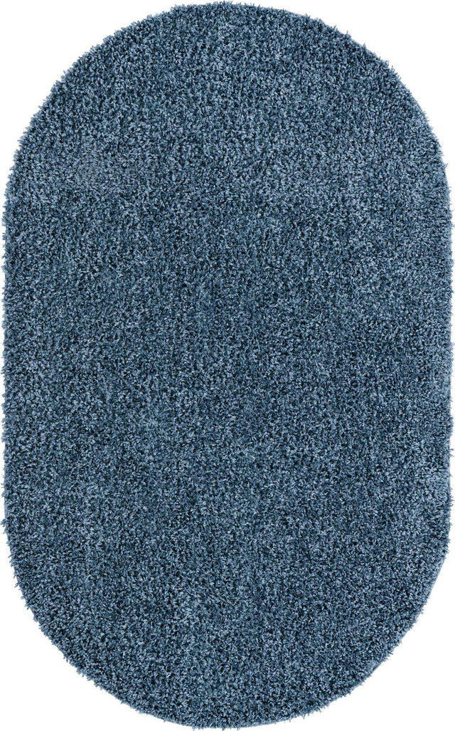 Marine Blue 7' 10 x 10' Davos Shag Oval Area Rug Thick Soft Touch Fluffy & Plush Shaggy Pile 100% Polypropylene Carpet for Living Dining Bedrooms Office for Sale at Rug Engine