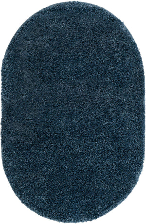 Marine Blue 3' 1 x 5' 3 Davos Shag Oval Area Rug Thick Soft Touch Fluffy & Plush Shaggy Pile 100% Polypropylene Carpet for Living Dining Bedrooms Office for Sale at Rug Engine