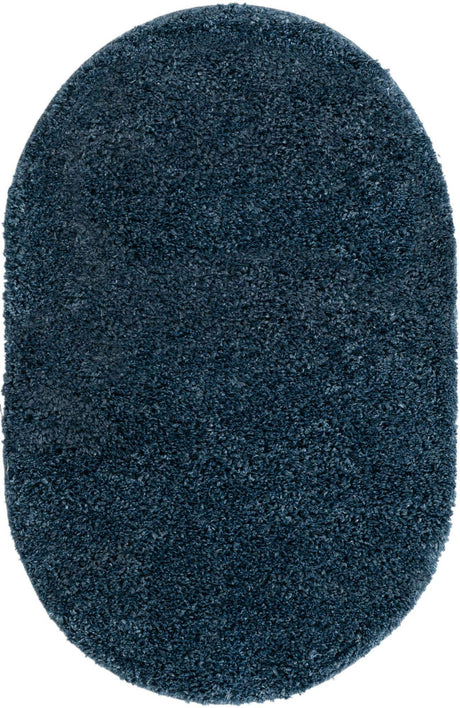 Marine Blue 3' 1 x 5' 3 Davos Shag Oval Area Rug Thick Soft Touch Fluffy & Plush Shaggy Pile 100% Polypropylene Carpet for Living Dining Bedrooms Office for Sale at Rug Engine