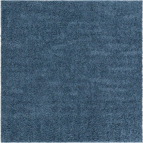 Marine Blue 3' 1 x 3' 1 Davos Shag Square Area Rug Thick Soft Touch Fluffy & Plush Shaggy Pile 100% Polypropylene Carpet for Living Dining Bedrooms Office for Sale at Rug Engine