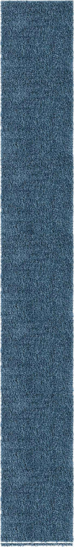 Marine Blue 2' 7 x 20' Davos Shag Runner Area Rug Thick Soft Touch Fluffy & Plush Shaggy Pile 100% Polypropylene Carpet for Living Dining Bedrooms Office for Sale at Rug Engine