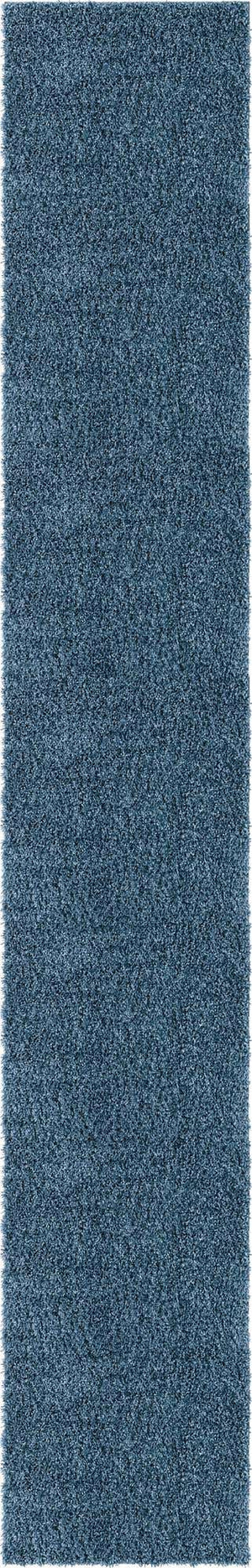 Marine Blue 2' 7 x 16' 5 Davos Shag Runner Area Rug Thick Soft Touch Fluffy & Plush Shaggy Pile 100% Polypropylene Carpet for Living Dining Bedrooms Office for Sale at Rug Engine