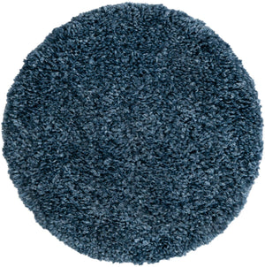 Marine Blue 2' x 2' Davos Shag Round Area Rug Thick Soft Touch Fluffy & Plush Shaggy Pile 100% Polypropylene Carpet for Living Dining Bedrooms Office for Sale at Rug Engine