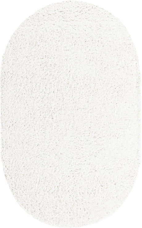 White 5' 3 x 8' Davos Shag Oval Area Rug Thick Soft Touch Fluffy & Plush Shaggy Pile 100% Polypropylene Carpet for Living Dining Bedrooms Office for Sale at Rug Engine