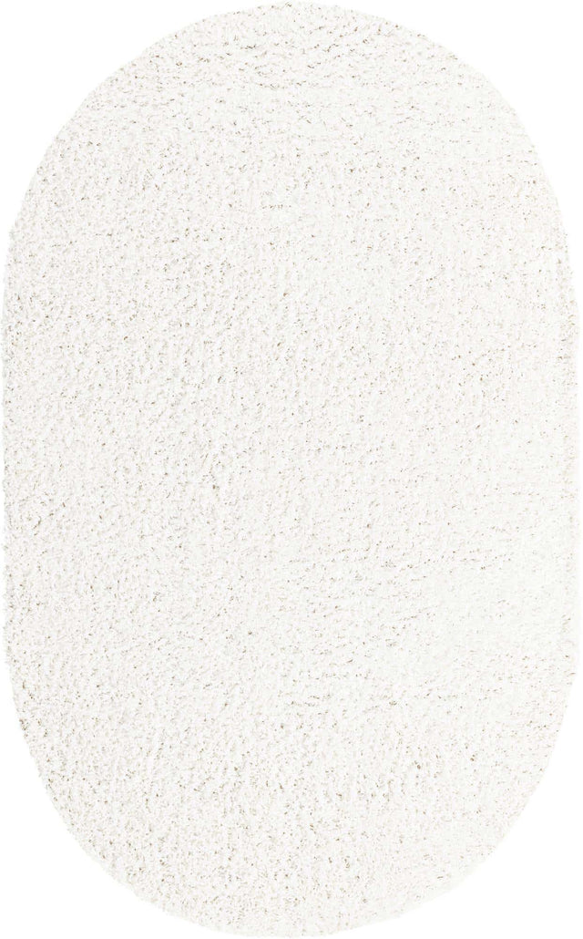 White 5' 3 x 8' Davos Shag Oval Area Rug Thick Soft Touch Fluffy & Plush Shaggy Pile 100% Polypropylene Carpet for Living Dining Bedrooms Office for Sale at Rug Engine