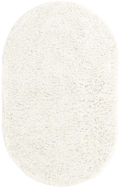 White 3' 1 x 5' 3 Davos Shag Oval Area Rug Thick Soft Touch Fluffy & Plush Shaggy Pile 100% Polypropylene Carpet for Living Dining Bedrooms Office for Sale at Rug Engine
