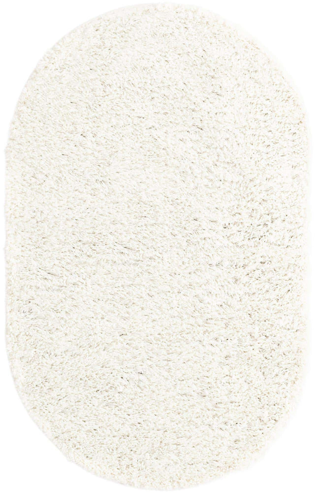 White 3' 1 x 5' 3 Davos Shag Oval Area Rug Thick Soft Touch Fluffy & Plush Shaggy Pile 100% Polypropylene Carpet for Living Dining Bedrooms Office for Sale at Rug Engine