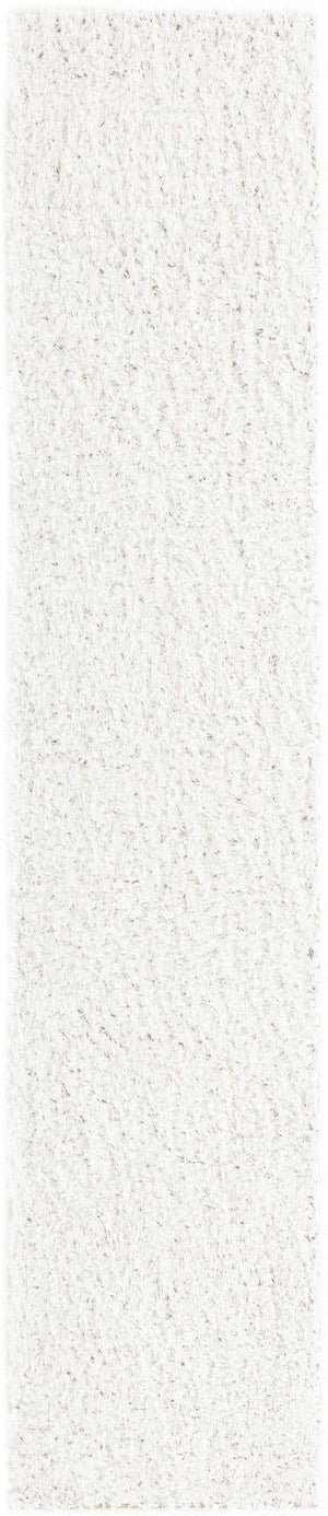White 2' 7 x 20' Davos Shag Runner Area Rug Thick Soft Touch Fluffy & Plush Shaggy Pile 100% Polypropylene Carpet for Living Dining Bedrooms Office for Sale at Rug Engine