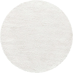 White 2' x 2' Davos Shag Round Area Rug Thick Soft Touch Fluffy & Plush Shaggy Pile 100% Polypropylene Carpet for Living Dining Bedrooms Office for Sale at Rug Engine
