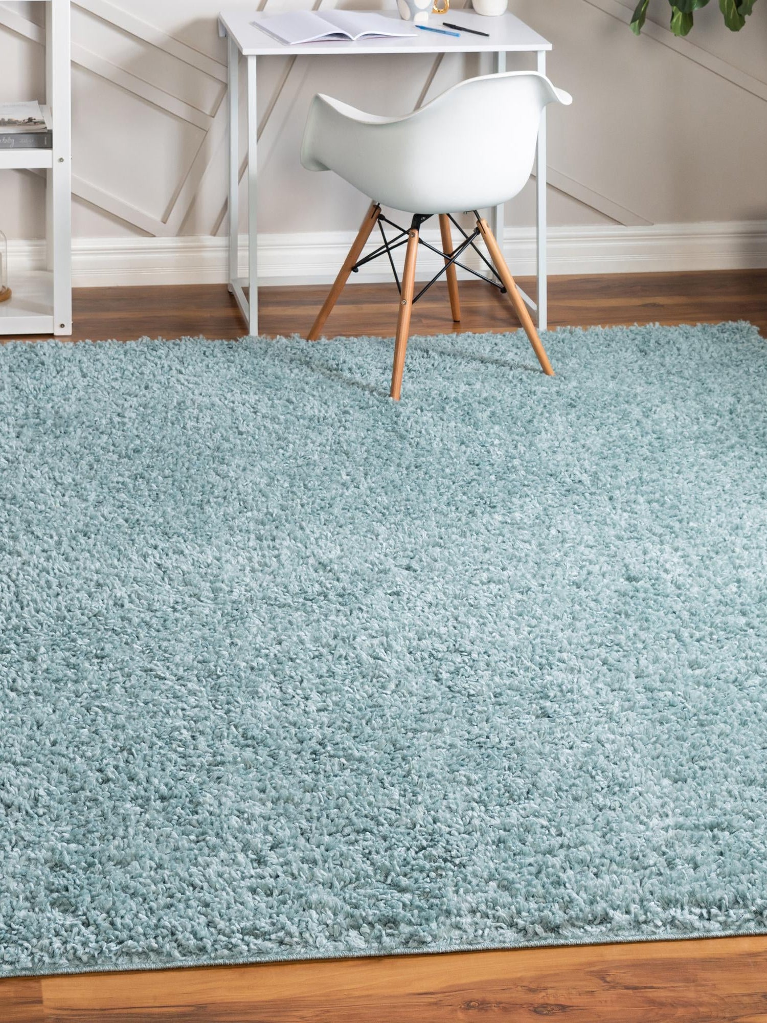 Aqua 3' 1 x 3' 1 Davos Shag Square Area Rug Thick Soft Touch Fluffy & Plush Shaggy Pile 100% Polypropylene Carpet for Living Dining Bedrooms Office for Sale at Rug Engine