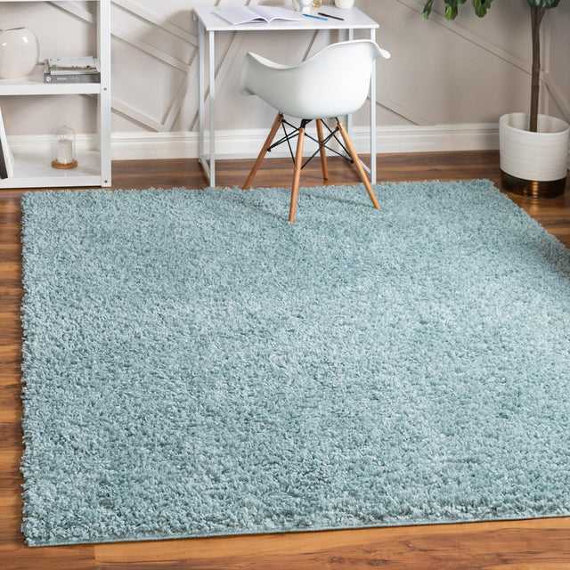 Aqua 3' 1 x 3' 1 Davos Shag Square Area Rug Thick Soft Touch Fluffy & Plush Shaggy Pile 100% Polypropylene Carpet for Living Dining Bedrooms Office for Sale at Rug Engine