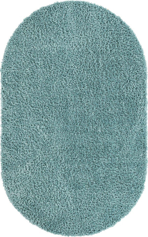 Aqua 5' 3 x 8' Davos Shag Oval Area Rug Thick Soft Touch Fluffy & Plush Shaggy Pile 100% Polypropylene Carpet for Living Dining Bedrooms Office for Sale at Rug Engine