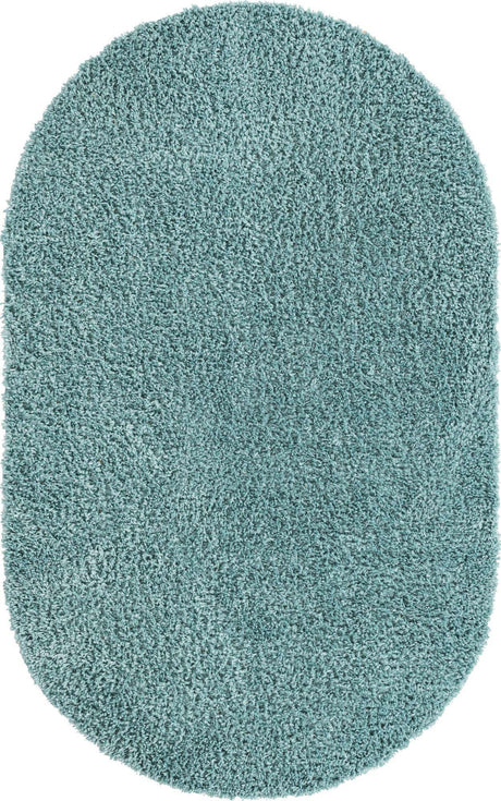 Aqua 5' 3 x 8' Davos Shag Oval Area Rug Thick Soft Touch Fluffy & Plush Shaggy Pile 100% Polypropylene Carpet for Living Dining Bedrooms Office for Sale at Rug Engine