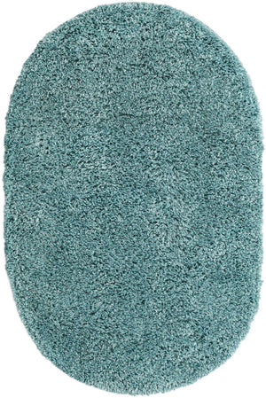 Aqua 3' 1 x 5' 3 Davos Shag Oval Area Rug Thick Soft Touch Fluffy & Plush Shaggy Pile 100% Polypropylene Carpet for Living Dining Bedrooms Office for Sale at Rug Engine