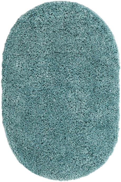 Aqua 3' 1 x 5' 3 Davos Shag Oval Area Rug Thick Soft Touch Fluffy & Plush Shaggy Pile 100% Polypropylene Carpet for Living Dining Bedrooms Office for Sale at Rug Engine