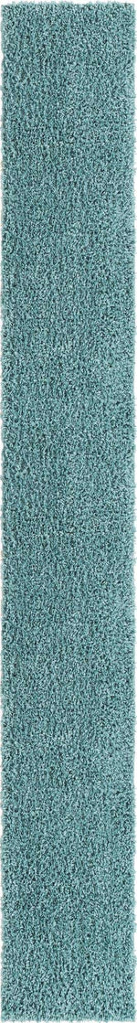 Aqua 2' 7 x 20' Davos Shag Runner Area Rug Thick Soft Touch Fluffy & Plush Shaggy Pile 100% Polypropylene Carpet for Living Dining Bedrooms Office for Sale at Rug Engine