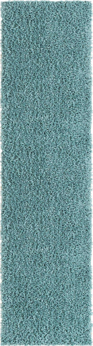 Aqua 2' 2 x 8' Davos Shag Runner Rug