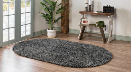 Peppercorn 5' 3 x 8' Davos Shag Oval Area Rug Thick Soft Touch Fluffy & Plush Shaggy Pile 100% Polypropylene Carpet for Living Dining Bedrooms Office for Sale at Rug Engine