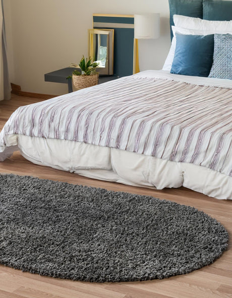 Peppercorn 5' 3 x 8' Davos Shag Oval Area Rug Thick Soft Touch Fluffy & Plush Shaggy Pile 100% Polypropylene Carpet for Living Dining Bedrooms Office for Sale at Rug Engine