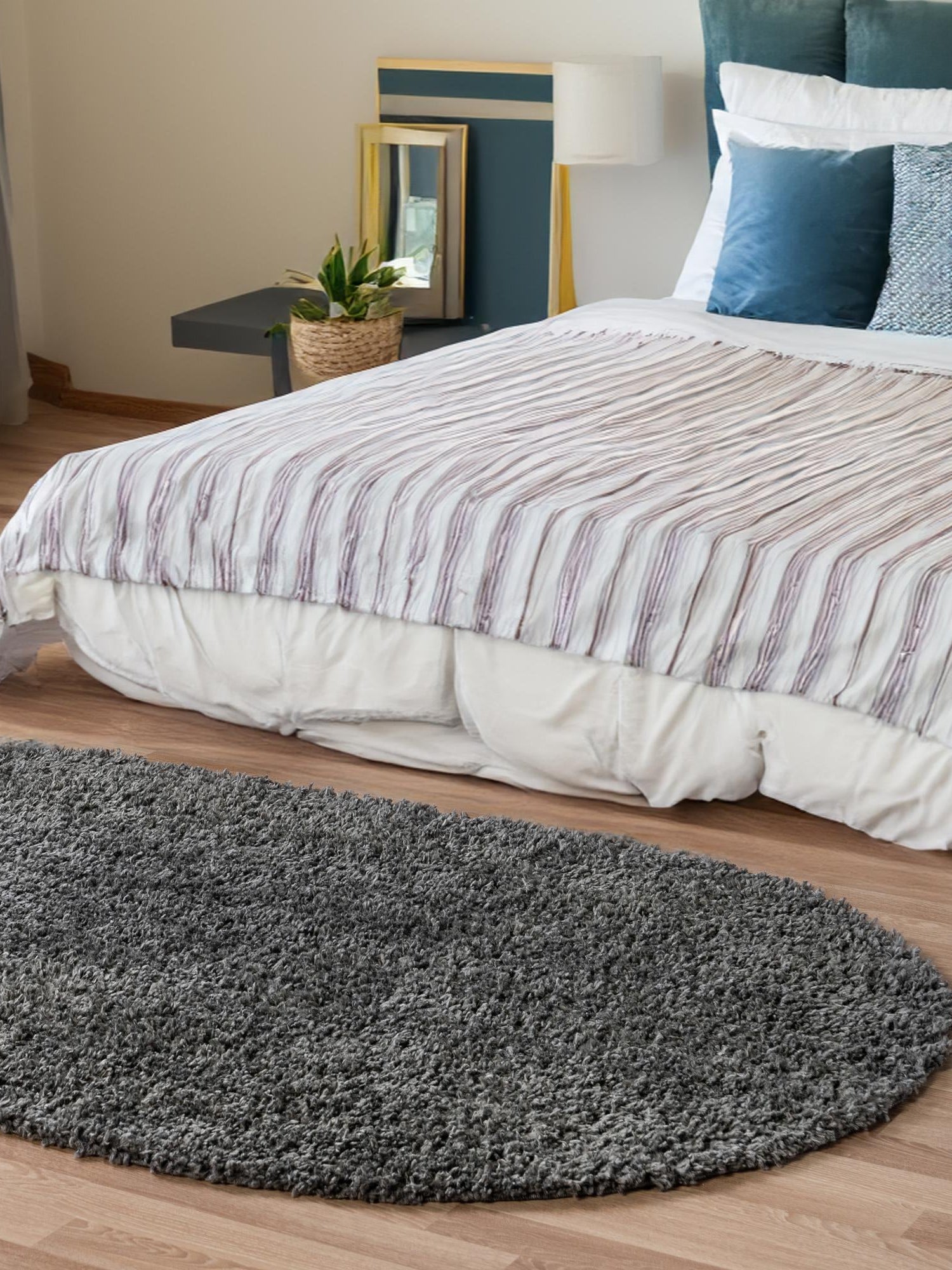 Peppercorn 3' 1 x 5' 3 Davos Shag Oval Area Rug Thick Soft Touch Fluffy & Plush Shaggy Pile 100% Polypropylene Carpet for Living Dining Bedrooms Office for Sale at Rug Engine