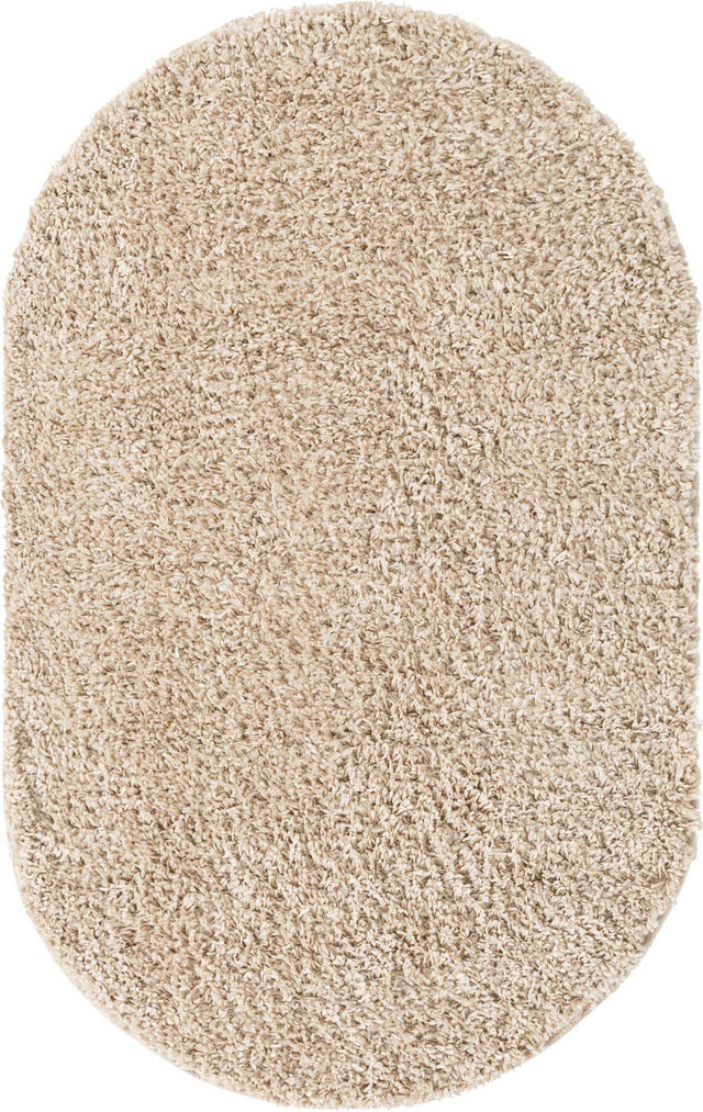 Linen 5' 3 x 8' Davos Shag Oval Area Rug Thick Soft Touch Fluffy & Plush Shaggy Pile 100% Polypropylene Carpet for Living Dining Bedrooms Office for Sale at Rug Engine