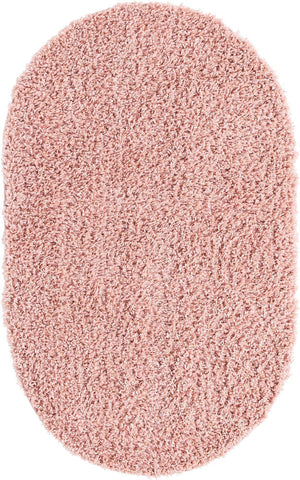 Dusty Rose 7' 10 x 10' Davos Shag Oval Area Rug Thick Soft Touch Fluffy & Plush Shaggy Pile 100% Polypropylene Carpet for Living Dining Bedrooms Office for Sale at Rug Engine